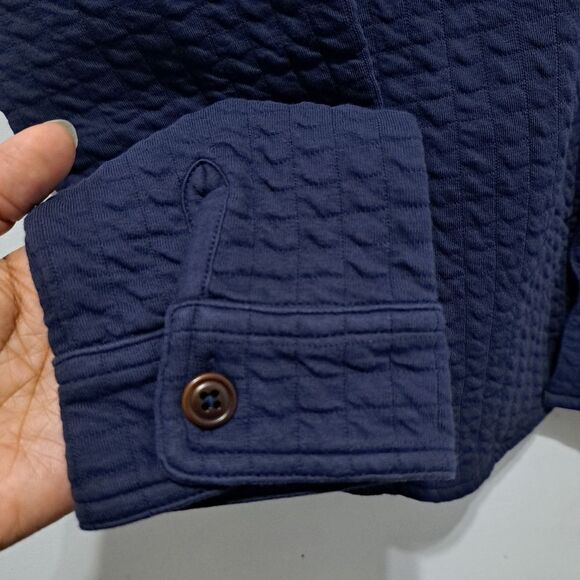 Peter Millar Navy Quad Quilted Knit Minimalist Preppy Button Down Jacket Large - Picture 10 of 16